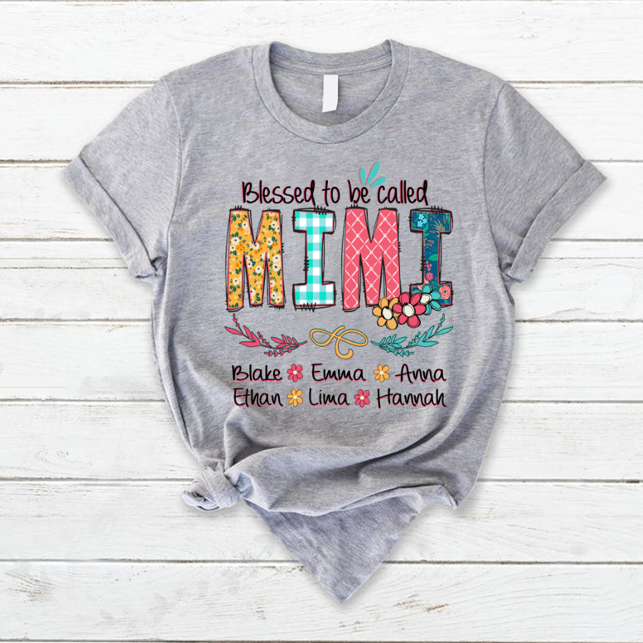 Blessed To Be Called Mimi And Kids Art Flower T Shirt